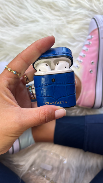 Airpod Case - Blue Croco Leather