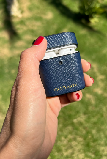 Case Para Airpod - Cuero Azul Marino