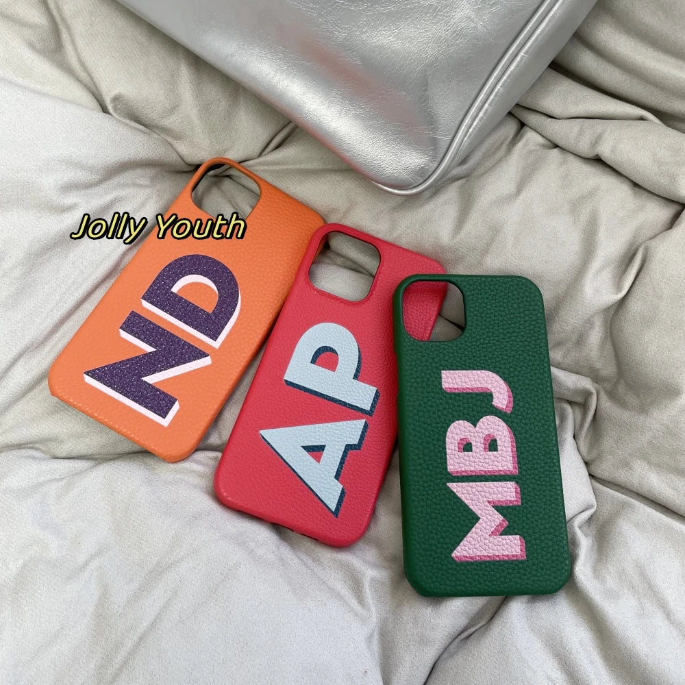 Personalized iPhone Case Letter Leather