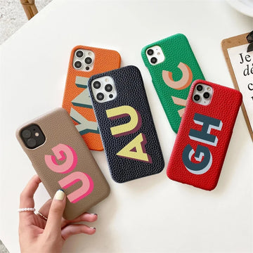 Personalized iPhone Case Letter Leather